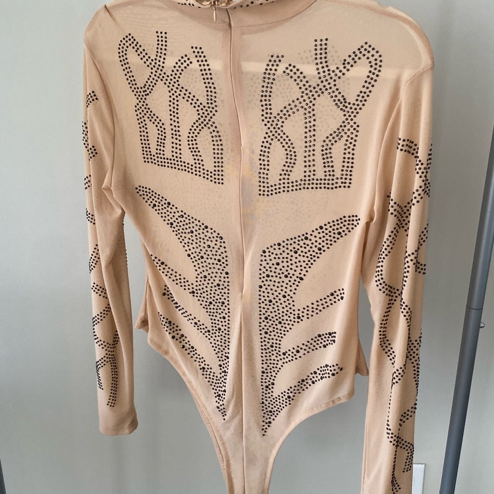 One piece sheer beaded bodysuit
